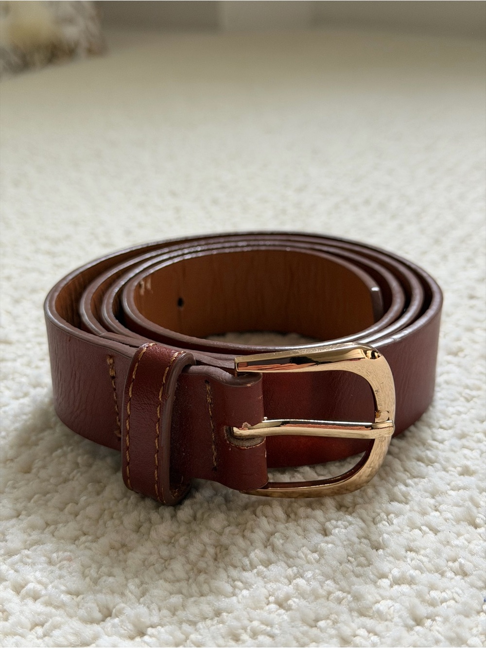 Classic Brown and Tan Women Belts with Gold Buckles - Picture 8 of 9